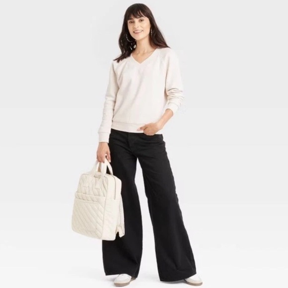 Universal Thread Tops - Free Gift NEW Womens Leisure Studio Sweatshirt Universal Thread Cream Ivory  S